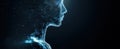 The Digital Profile of a Futuristic Human Silhouette in Abstract Light Design.AI generated image Royalty Free Stock Photo