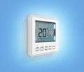 Digital programmable thermostat isolated on blue gradient background 3d render