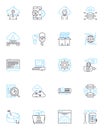 Digital programming linear icons set. Coding, Programming, Algorithms, Debugging, Automation, Software, Integration line Royalty Free Stock Photo
