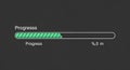 A digital progress bar with a green loading animation on a dark background Royalty Free Stock Photo