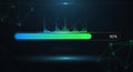 Digital progress bar indicator showing ninety-two percent completion with futuristic equalizer visualization Royalty Free Stock Photo