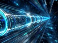 Digital Pulse Tunnel: A Futuristic Visualization of Speed and Connectivity Through Binary Code Royalty Free Stock Photo