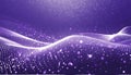Digital purple particles wave and light abstract background with shining dots stars to cover element for design backdrops, banners