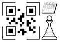 Digital QR Code with Calendar and Chess Pawn Representing Strategy, Planning, and Technology Royalty Free Stock Photo