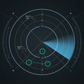 Digital radar screen. Futuristic HUD with datailed panels.