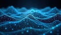 Digital radar visualization of terrain mapping. Tech concept with connected points showing network pattern. Abstract tech