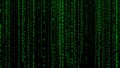 Digital Rain: Abstract Green Binary Code Matrix Background Royalty Free Stock Photo