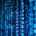 Digital Rain of Binary Code Abstract Technology Background, Cybersecurity, Programming Royalty Free Stock Photo