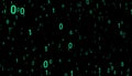 Digital Rain of Binary Code on Black Background Royalty Free Stock Photo
