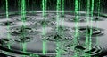 Digital Rain Binary Code Droplets Creating Ripples in Dark Liquid Royalty Free Stock Photo