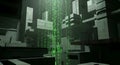 Digital Rain of Binary Code in Futuristic Cyberpunk Cityscape Royalty Free Stock Photo
