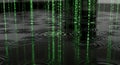 Digital Rain of Binary Code Over Rippling Water Surface Royalty Free Stock Photo