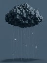 Digital Rain: The Brutalist Cloud and the Weight of Pixelated Memory Royalty Free Stock Photo