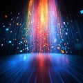 Digital Rain, Glowing Particles Flowing Downwards, Abstract Data Stream Background, 3D Render Royalty Free Stock Photo