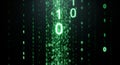 Digital Rain of Green Binary Code Falling Downwards data technology Royalty Free Stock Photo
