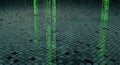 Digital Rain - Green Binary Code Falling into Pixelated Water Surface with Ripples Royalty Free Stock Photo