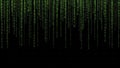 Digital rain matrix code background with falling green characters Royalty Free Stock Photo