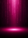 Digital rain of pink binary code falling from above with a bright spotlight on the floor programming Royalty Free Stock Photo