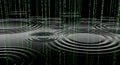 Digital Rain with Ripples in Water Binary Code Falling into Dark Water Surface Royalty Free Stock Photo