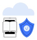 Digital Reading with Cloud Storage and Secure Protection Symbol Royalty Free Stock Photo