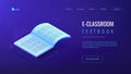 Digital reading isometric 3D landing page. Royalty Free Stock Photo