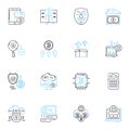 Digital reality linear icons set. Immersion, Haptic, Simulation, Cyber, Virtual, Augmented, Interface line vector and