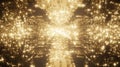 A digital realm of endless mirrors reflecting pulsating lights.