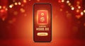 Digital Red Envelope Transfer on Smartphone for Lunar Celebration Royalty Free Stock Photo
