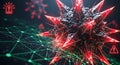 Digital red virus threat alert over global network grid cybersecurity pandemic concept Royalty Free Stock Photo