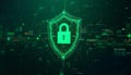 Digital Reef Guardian Shield Filtering Emerald Green Data Streams Against A Dark Navy Background Royalty Free Stock Photo