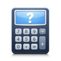 A digital render of a calculator with a dark blue body and gray buttons. It features numbers 0-9 Royalty Free Stock Photo