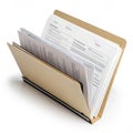 Digital render of file folder with documents