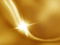 Digital render of a glowing twinkling white light on a golden background