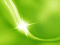 Digital render of a glowing twinkling white light on a green background