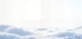 Digital render shows vast expanse of white frost. Winter scene. Looks like cold snowy day. Texture rough, frost looks