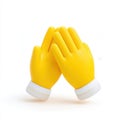Yellow cartoon hands clasped together isolated on white background Royalty Free Stock Photo