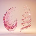 A digital-rendered scene featuring a translucent, pink splash shaped like a crescent Royalty Free Stock Photo