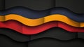 digital rendering of a black paper background with a yellow, red, and blue wavy stripe pattern Royalty Free Stock Photo