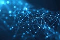 Abstract Blue Network with Connected Nodes and Lines Royalty Free Stock Photo