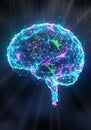 A digital rendering of a brain composed of interconnected neon- Royalty Free Stock Photo