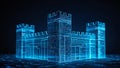 Futuristic Digital Castle Representing Secure Data Fortress Innovation Royalty Free Stock Photo