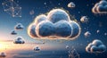 Cloud computing network technology digital data storage abstract background generated by ai Royalty Free Stock Photo