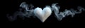 A digital rendering depicts a heart-shaped object, appearing icy or frosted