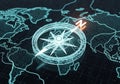 Digital rendering featuring a futuristic compass Royalty Free Stock Photo