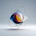 Abstract rendering with a sphere inside of a transparent cube frame Royalty Free Stock Photo