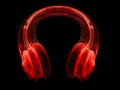 Digital rendering of futuristic red headphones on black background Royalty Free Stock Photo