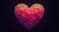 A digital rendering of a geometric heart constructed from triangular facets. The Royalty Free Stock Photo