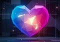 A digital rendering of a geometric heart shape, exhibiting a polygonal design with facets in shades Royalty Free Stock Photo