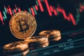 Digital Rendering of High-Tech Cryptocurrency Exchange with Golden Bitcoin Representation