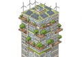 A digital rendering of an industrial complex with multiple rectangular structures Royalty Free Stock Photo